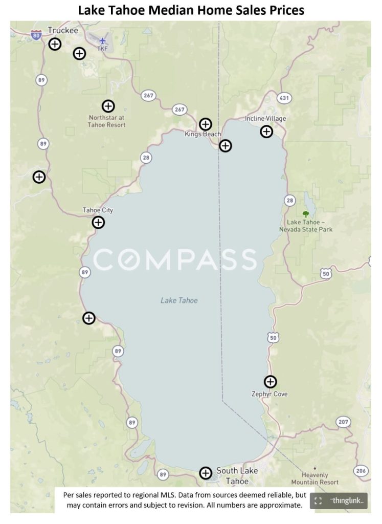 Map of Lake Tahoe Real Estate Areas