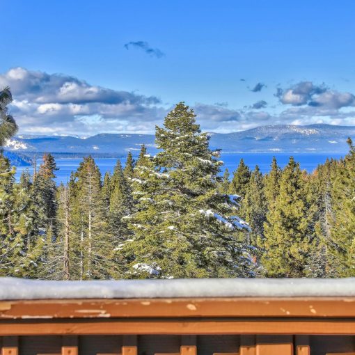 view from deck of home over lake tahoe