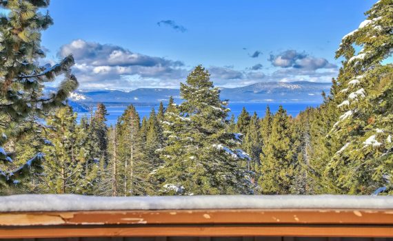 view from deck of home over lake tahoe