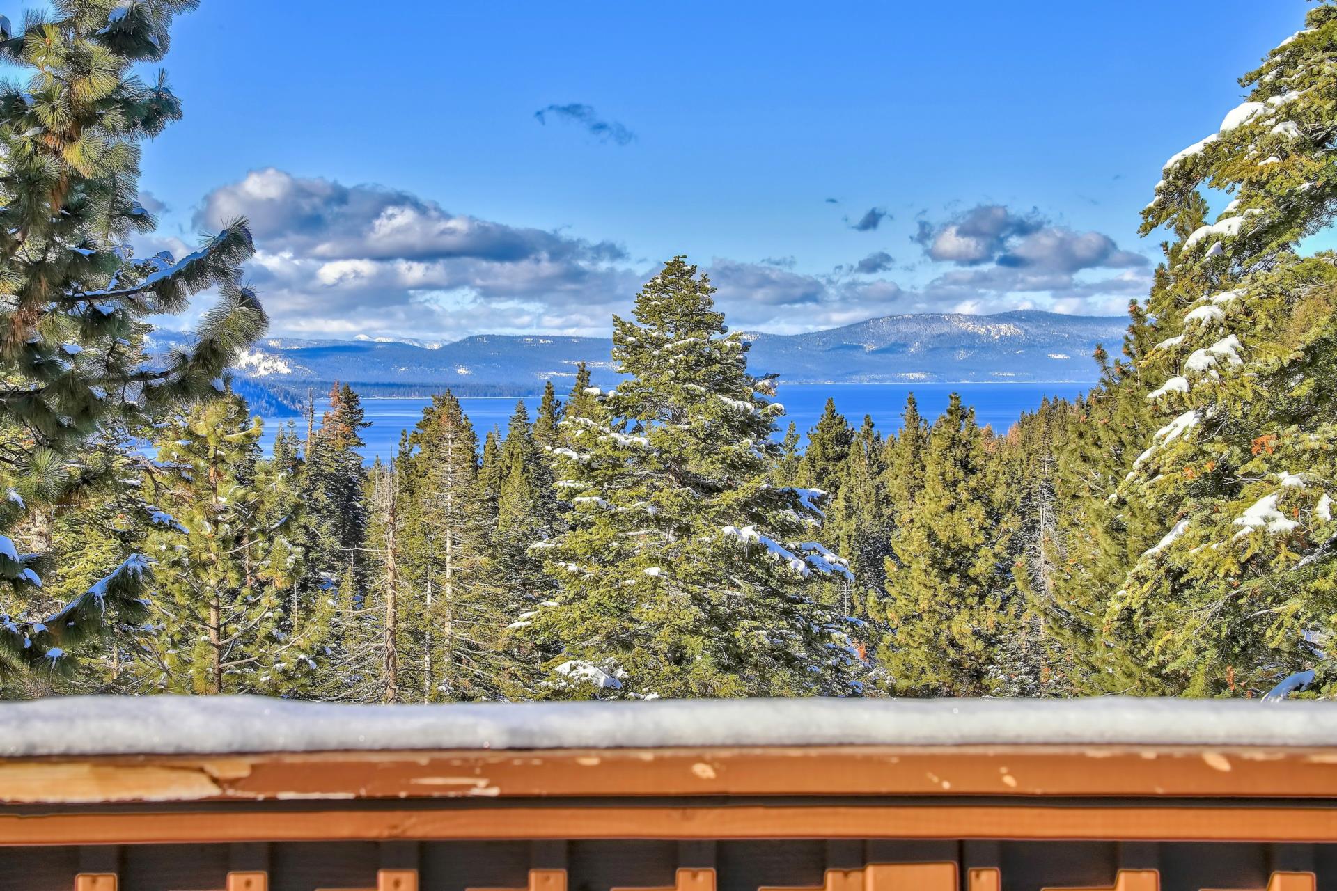 view from deck of home over lake tahoe
